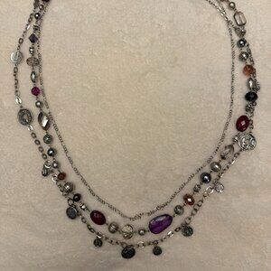 Premier Designs Multi strands purple stones necklace